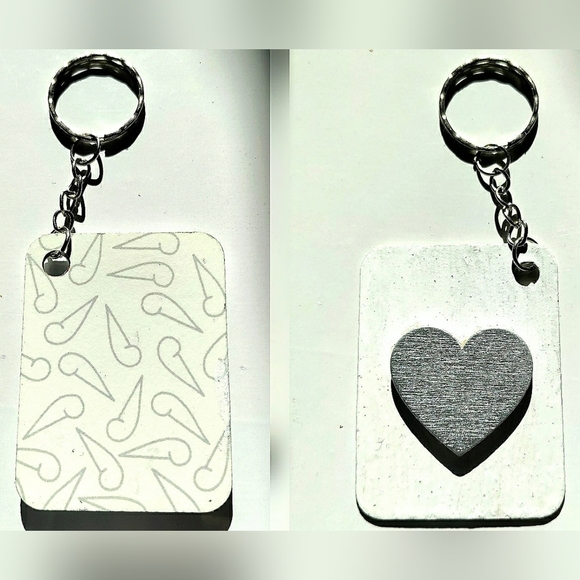 NEW Handmade Keychain Bag Tag! Italian Wood ArtDeco9. "I LOVE My Bag" Wood Heart - Picture 6 of 6